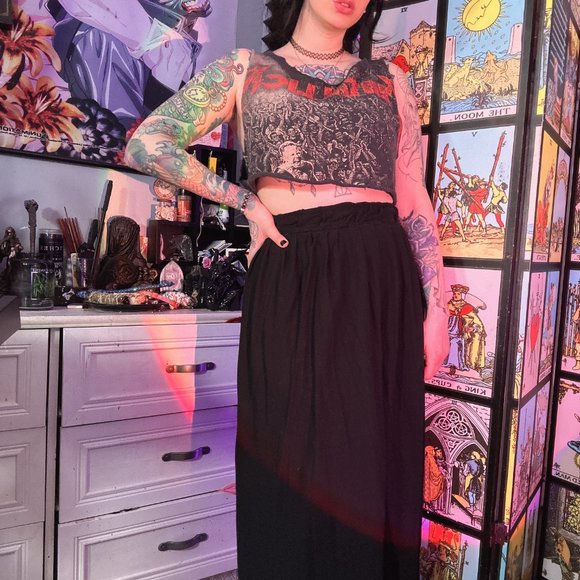 Basic Witch Cotton flowy Black Skirt, Whimsy Goth basic Skirt, Witchy Skirt, Cor - Picture 4 of 9